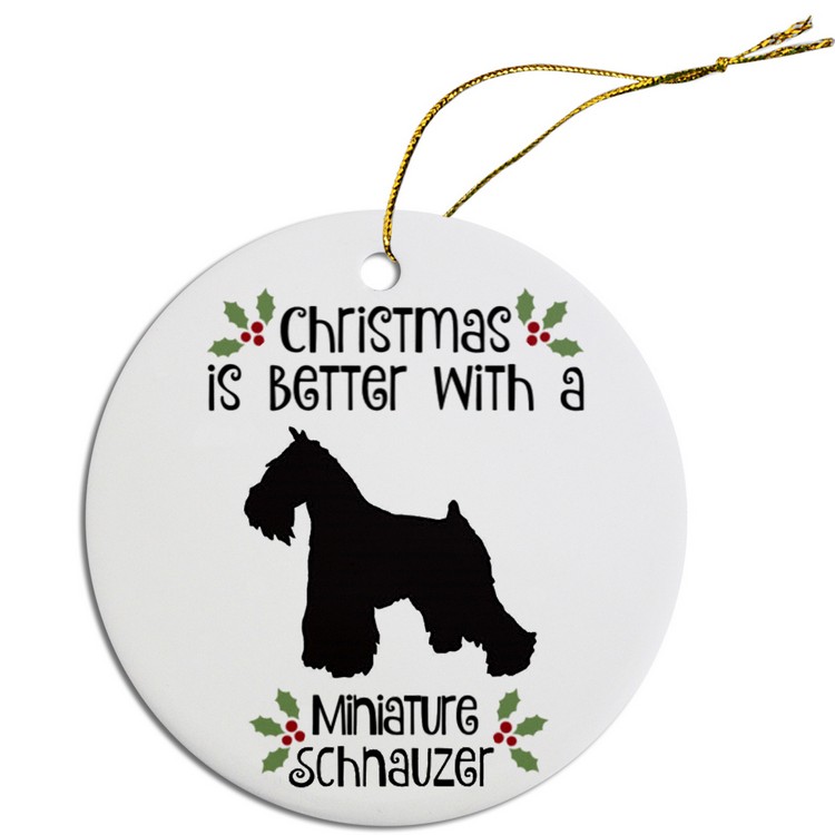 Breed Specific Round Christmas Ornament Miniature Schnauzer